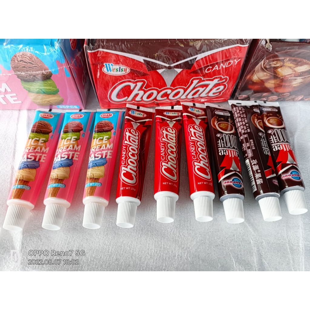 [ Quà tặng trẻ em ] Combo 20 tuýp kẹo kem đánh răng vị Socola / Dâu tây / Kem vanni sữa tuýp 30g ăn vặt ngon đã nghiền