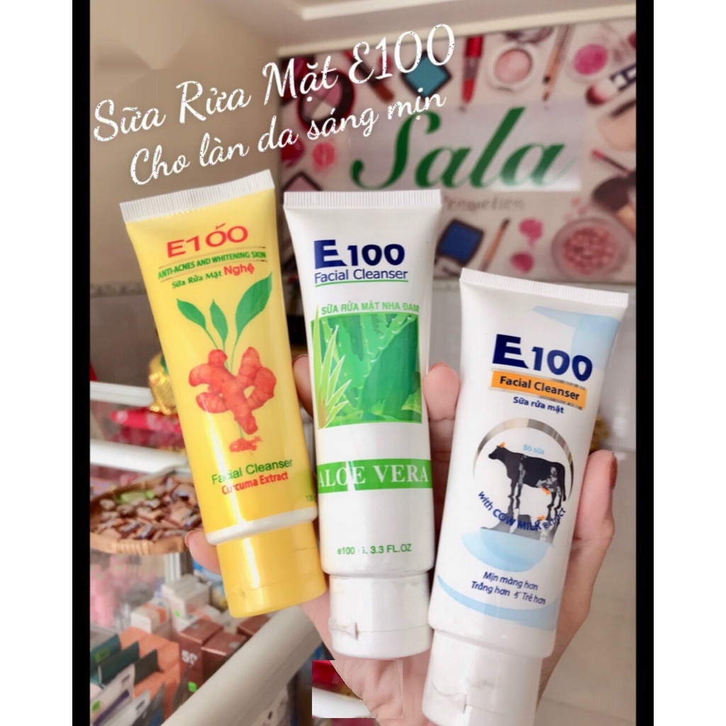 Sữa Rửa Mặt E100 100g - 80g - Nghệ - Bò - Nha Đam Cho Làn Da Sạch Và Sáng Mịn