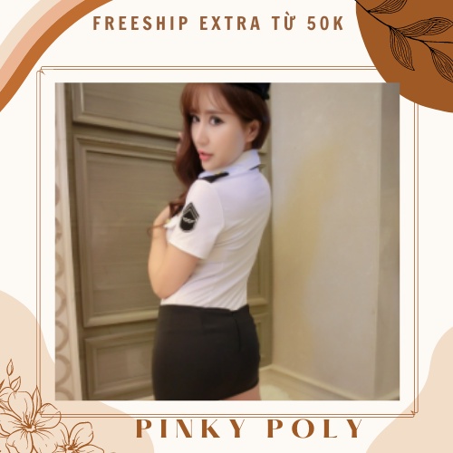 Set Cosplay Tiếp Viên Hàng Không Sexy Quyến Rũ (Mũ + Cà Vạt) - Váy Ngủ Đồng Phục PinkyPoly CP09 | BigBuy360 - bigbuy360.vn