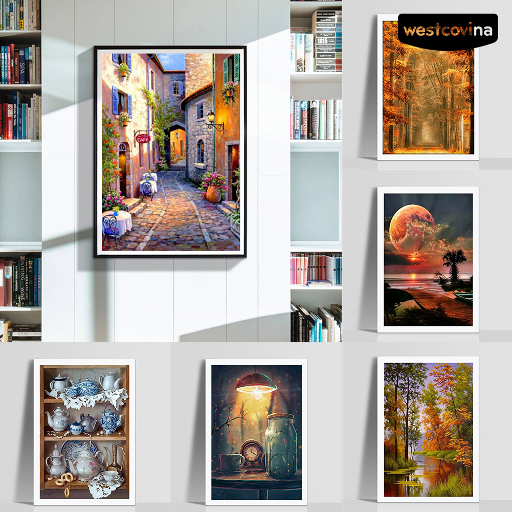 Bộ Tranh Đính Đá 30x40cm Tự Làm Hình Phong Cảnh Độc Đáo