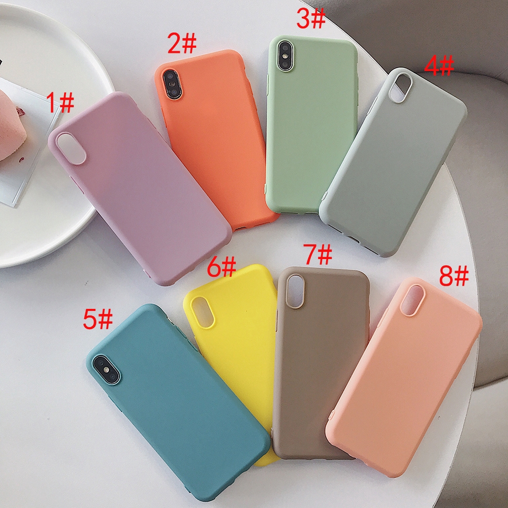 Ốp điện thoại silicon TPU mềm siêu mỏng màu kẹo cho iPhone 6 6S Plus 7 8 Plus XS Max Xr