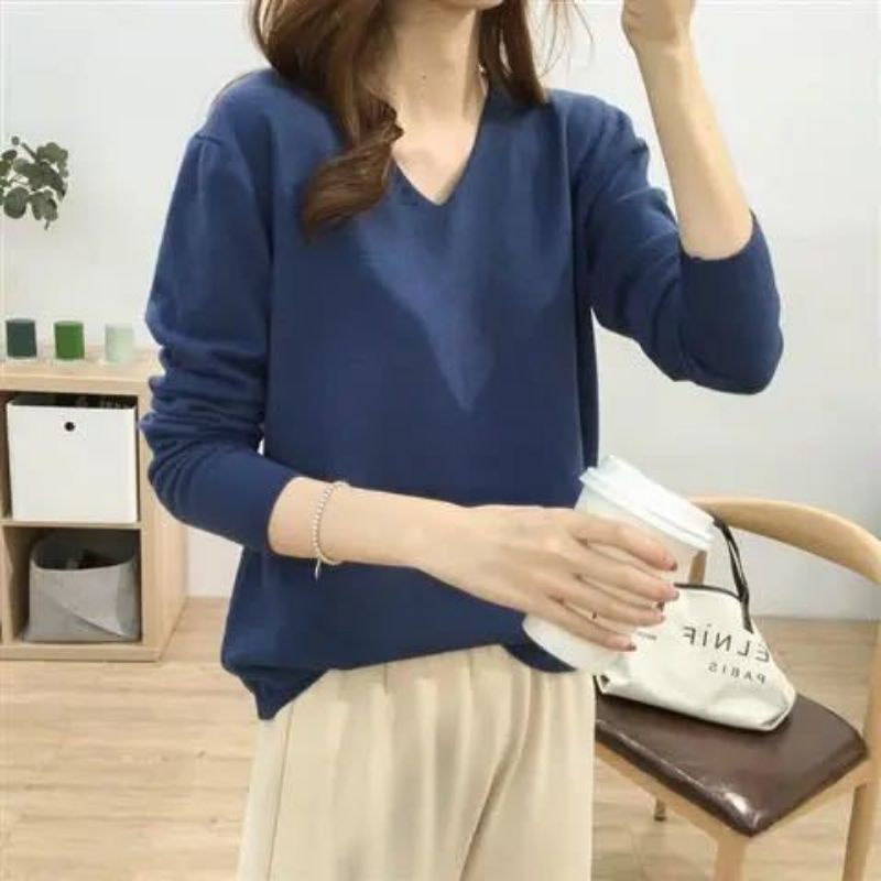 Áo Thun Len Tay Dài Cổ Tim Form Rộng