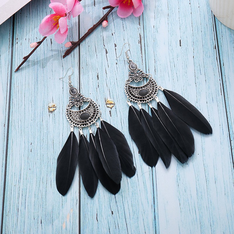 Bông tai Vintage Boho cá tính lông vũ độc đáo mã BT171