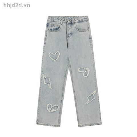 Quần jean dài ống rộng phong cách hip hop đường phố cá tính thời trang cho nữ