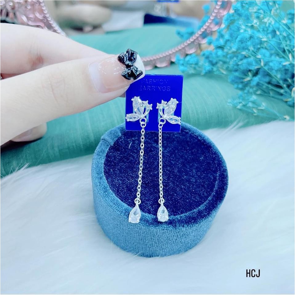 Bông tai nữ cánh bướm chất liệu bạc thật thời trang nữ tính trẻ trung