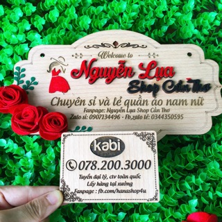 Combo 5 bảng gỗ tên shop