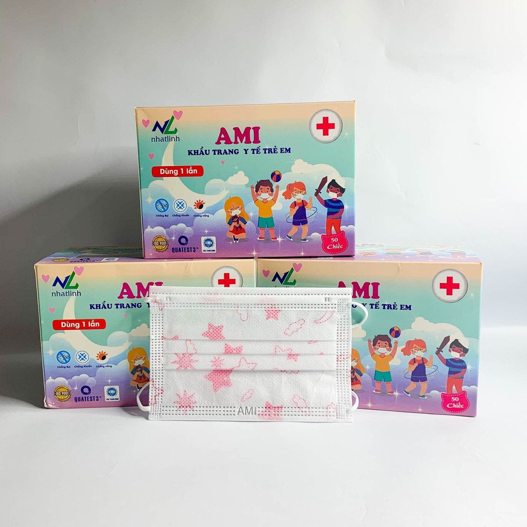 Khẩu trang y tế, Khẩu trang trẻ em họa tiết Ami , hộp 50c, hàng chính hãng &lt; HOT&gt;# qmc