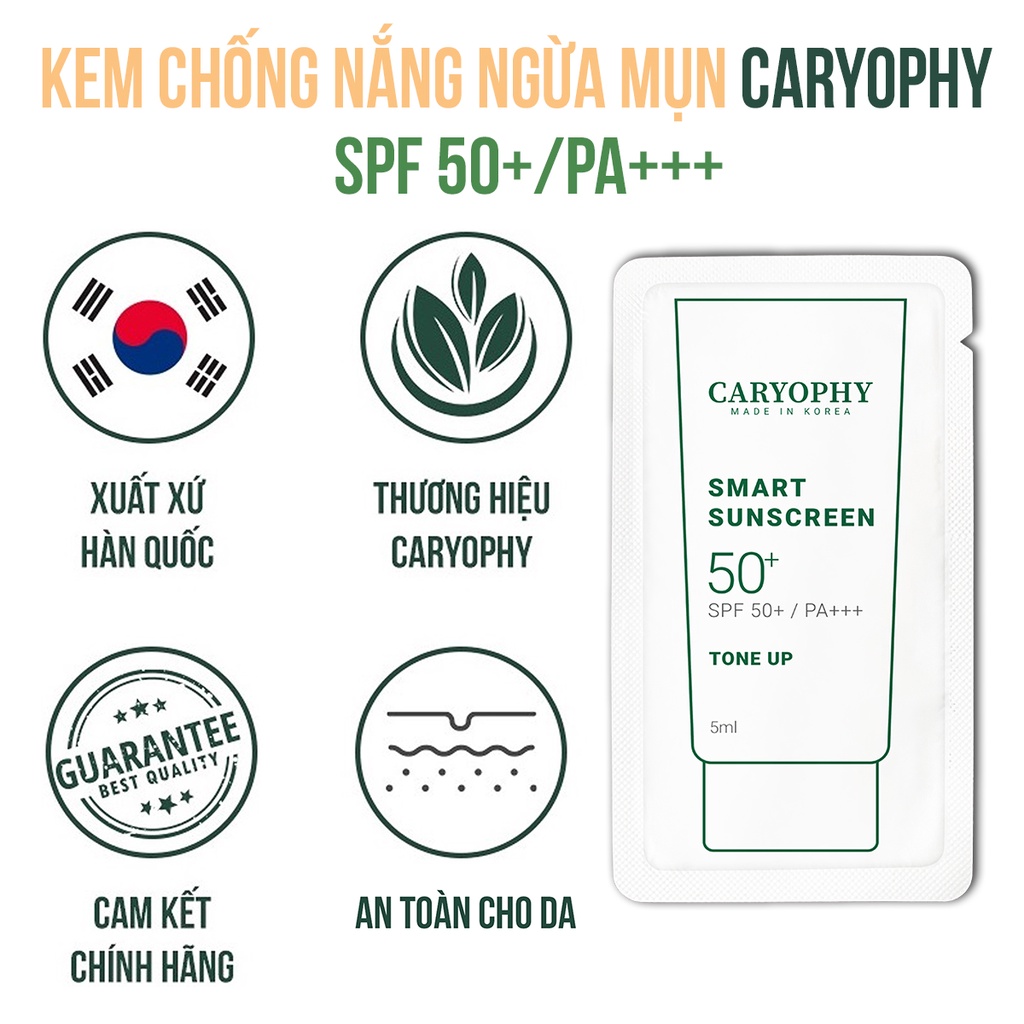 Kem chống nắng ngừa mụn Caryophy Smart Sunscreen SPF50+/PA+++ 5ML