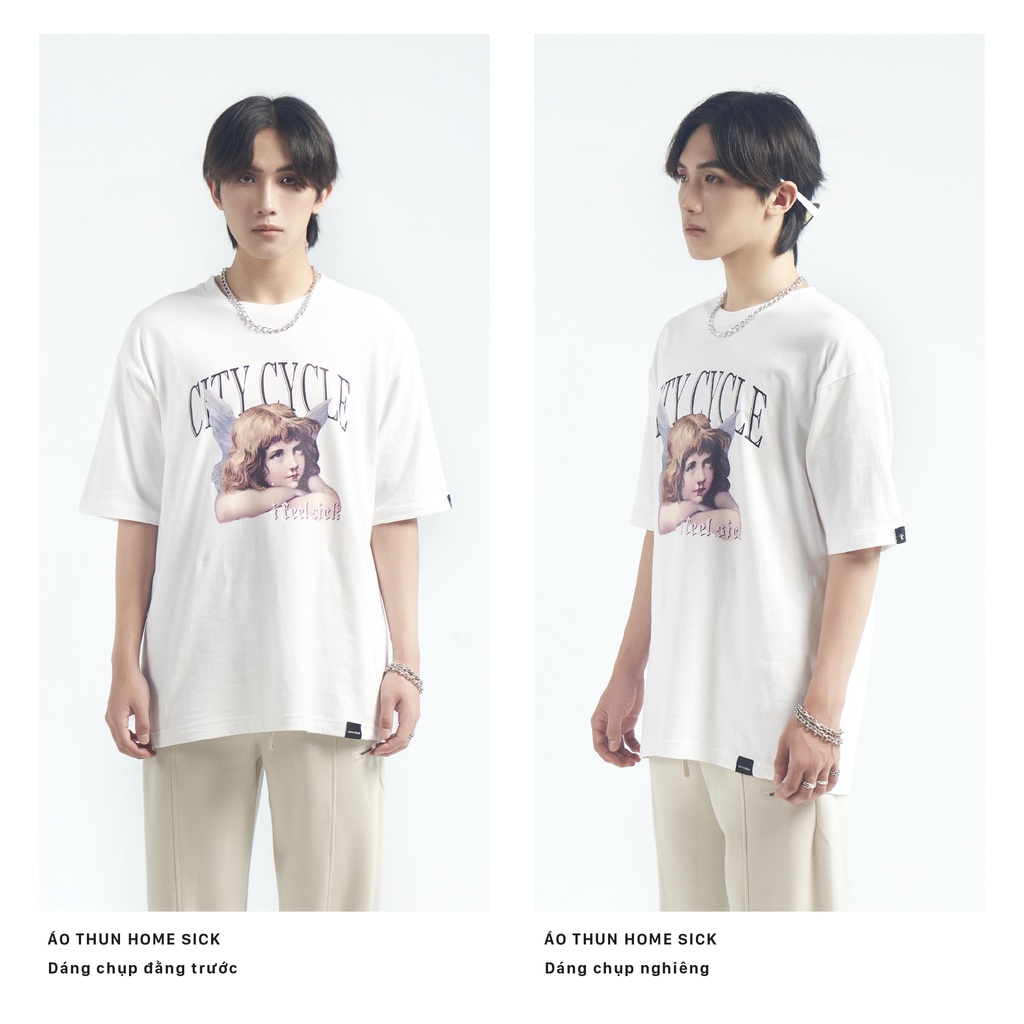 Áo thun local brand Home Sick City Cycle phông tay lỡ form rộng unisex cotton in hình