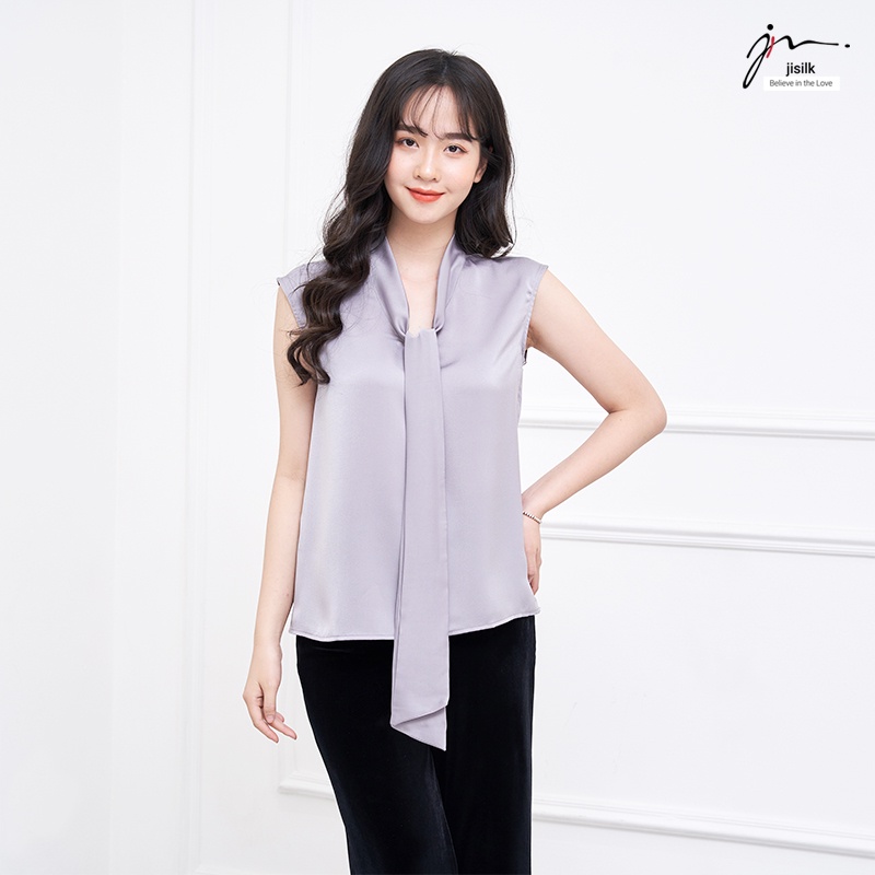 Áo công sở nữ jisilk đẹp kiểu bigsize lụa hàn quốc tiểu thư nơ cổ tay lỡ Jula L.AK0-01