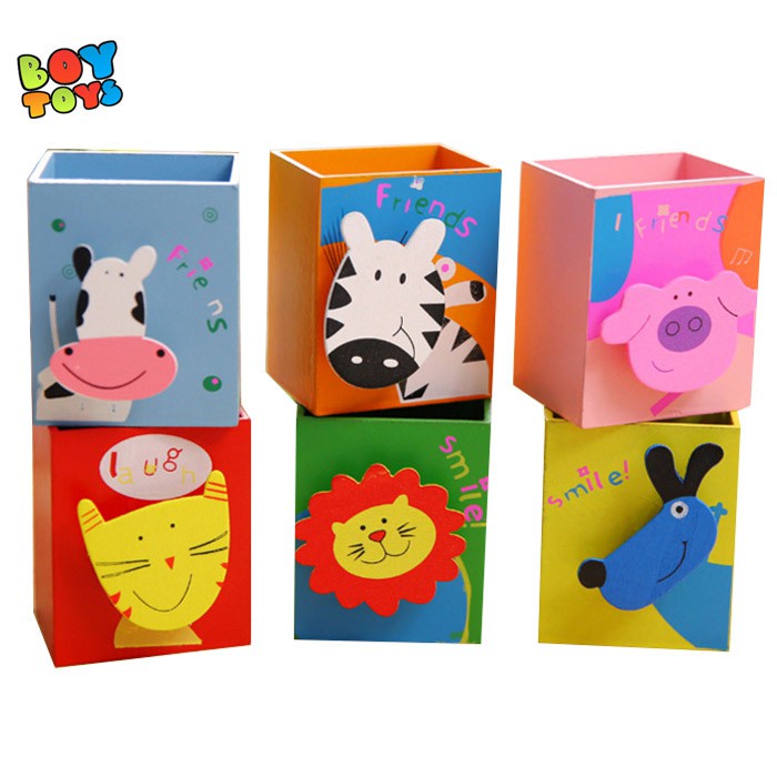 Hộp bút gỗ hình động vật bắt mắt cho bàn học ngăn nắp hơn mỗi ngày cho bé