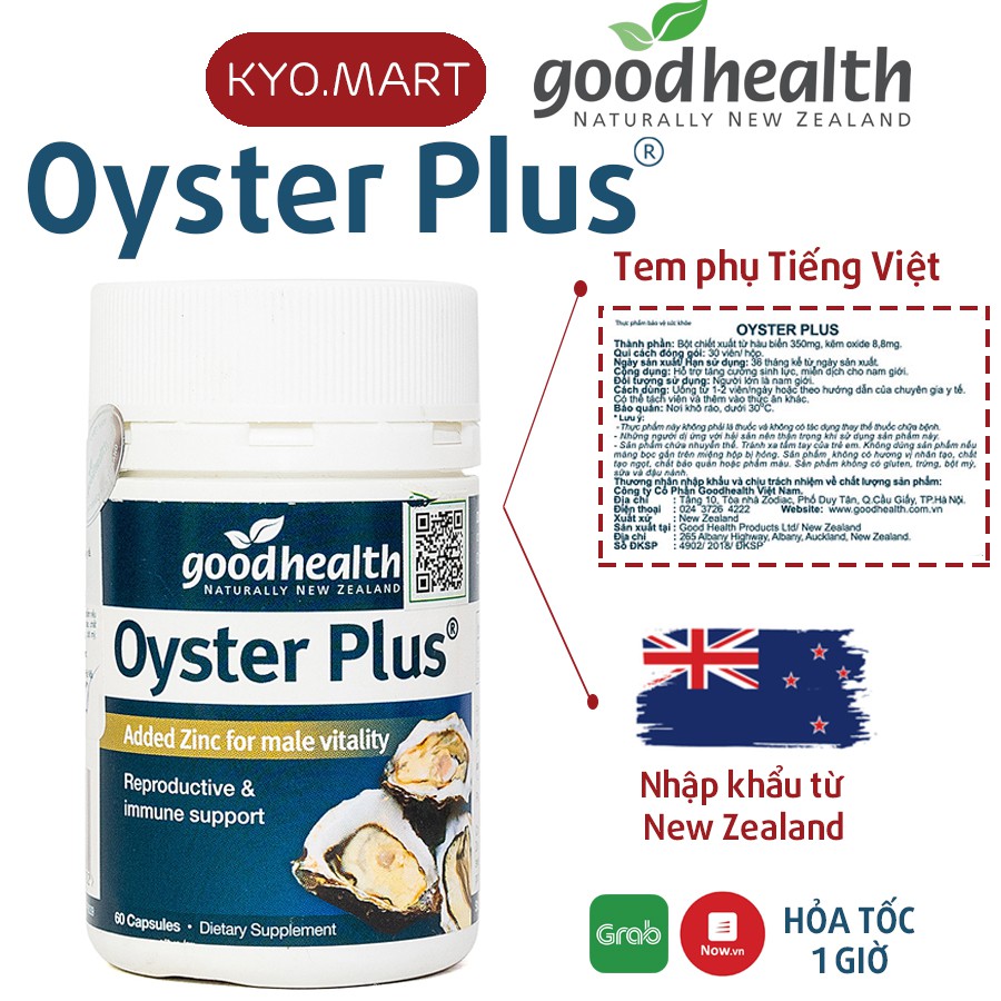 Tinh hàu Oyster Plus Goodhealth Úc - Tinh chất hàu biển Tăng cường sinh lý nam, chống xuất tinh sớm, tăng số tinh trùng