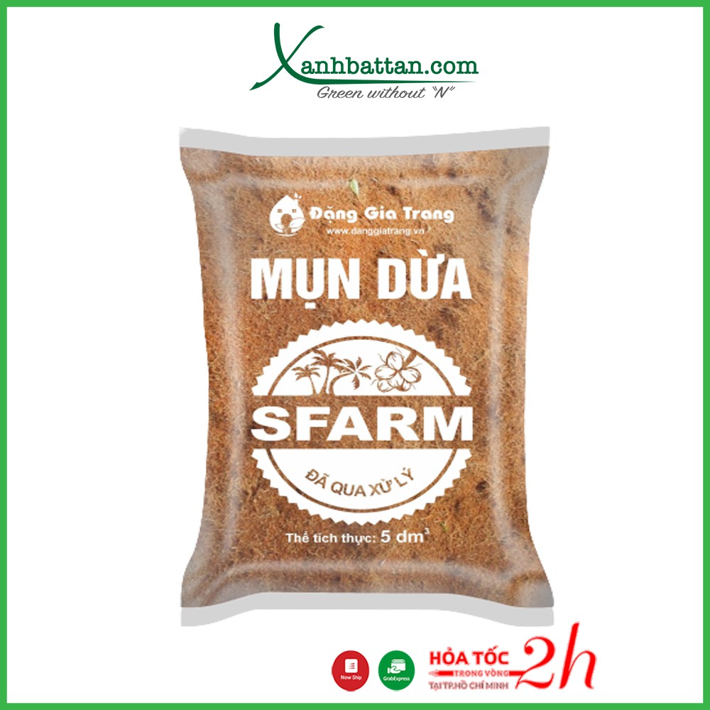 Mùn Xơ Dừa  Đã Qua Xử Lý Sfarm Giá Thể Trồng Cây, Giá Thể Trồng Rau, Ươm Hạt Giống Túi 5 dm3