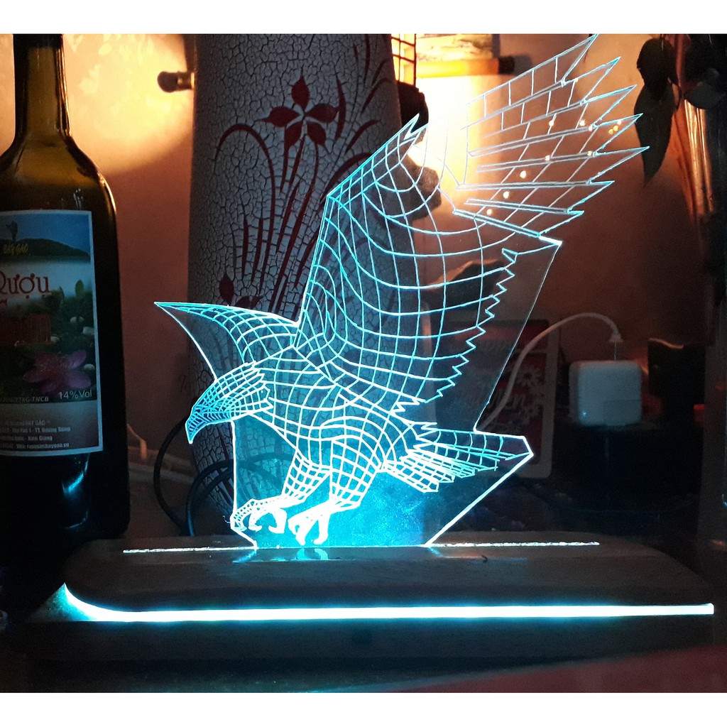 Đèn led 3D mica con đại bàng