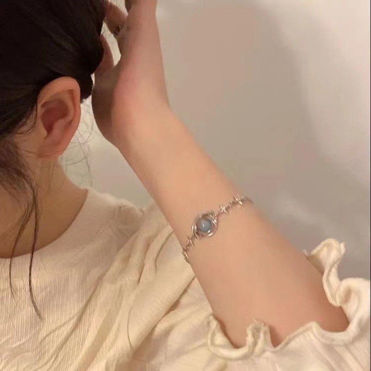 Vòng Tay Hợp Kim Đính Đá Opal Nhân Tạo Hình Hành Tinh Phong Cách Hàn Quốc Cho Nữ