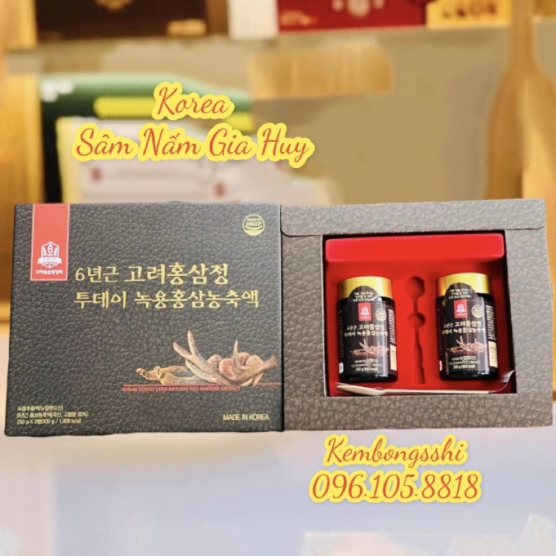 Cao Hồng Sâm Nhung Hươu Hàn Quốc, Hộp 2 Lọ x 250gr