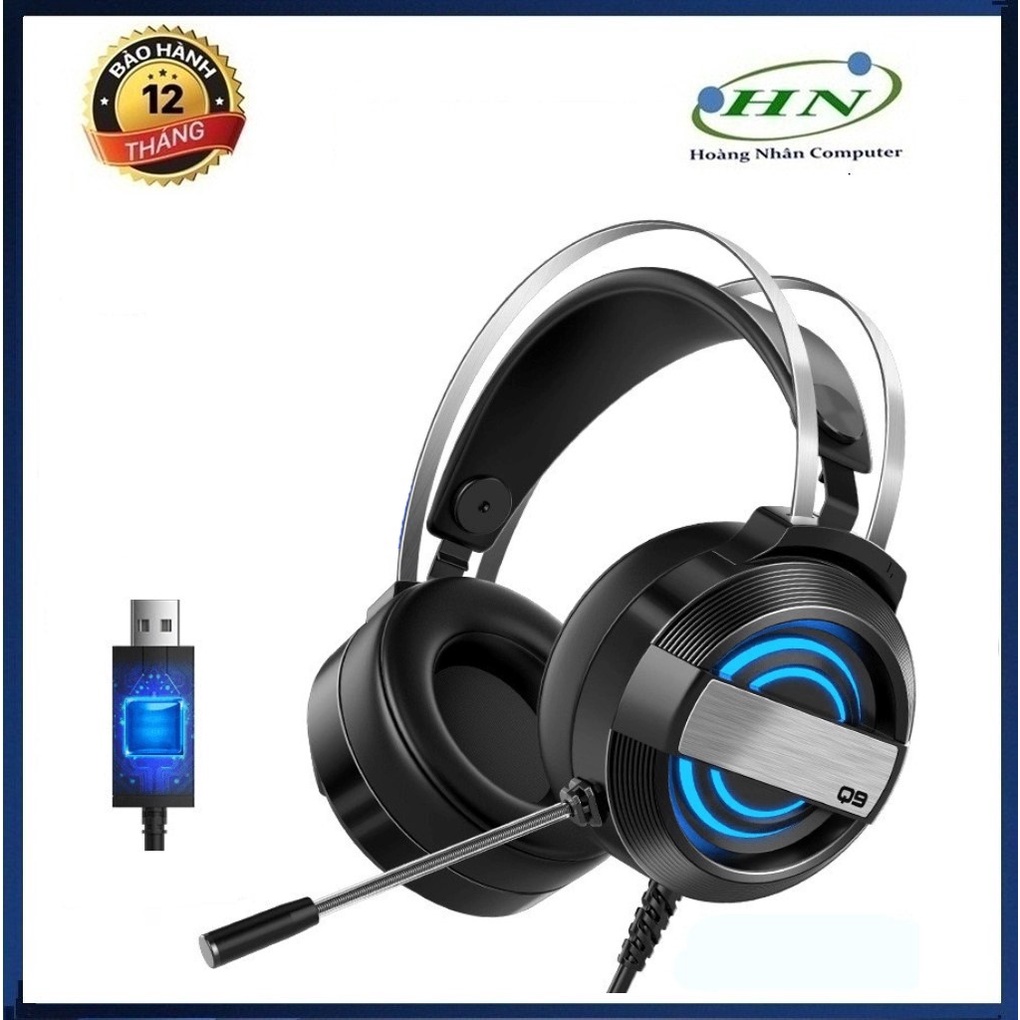 Tai nghe chụp tai Q9 chuyên game có đèn led 7 màu có mic dành cho game thủ CỔNG USB 7.1