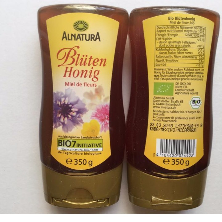 Chai mật ong rừng Bluten Honig 350g hữu cơ - Nutripooh