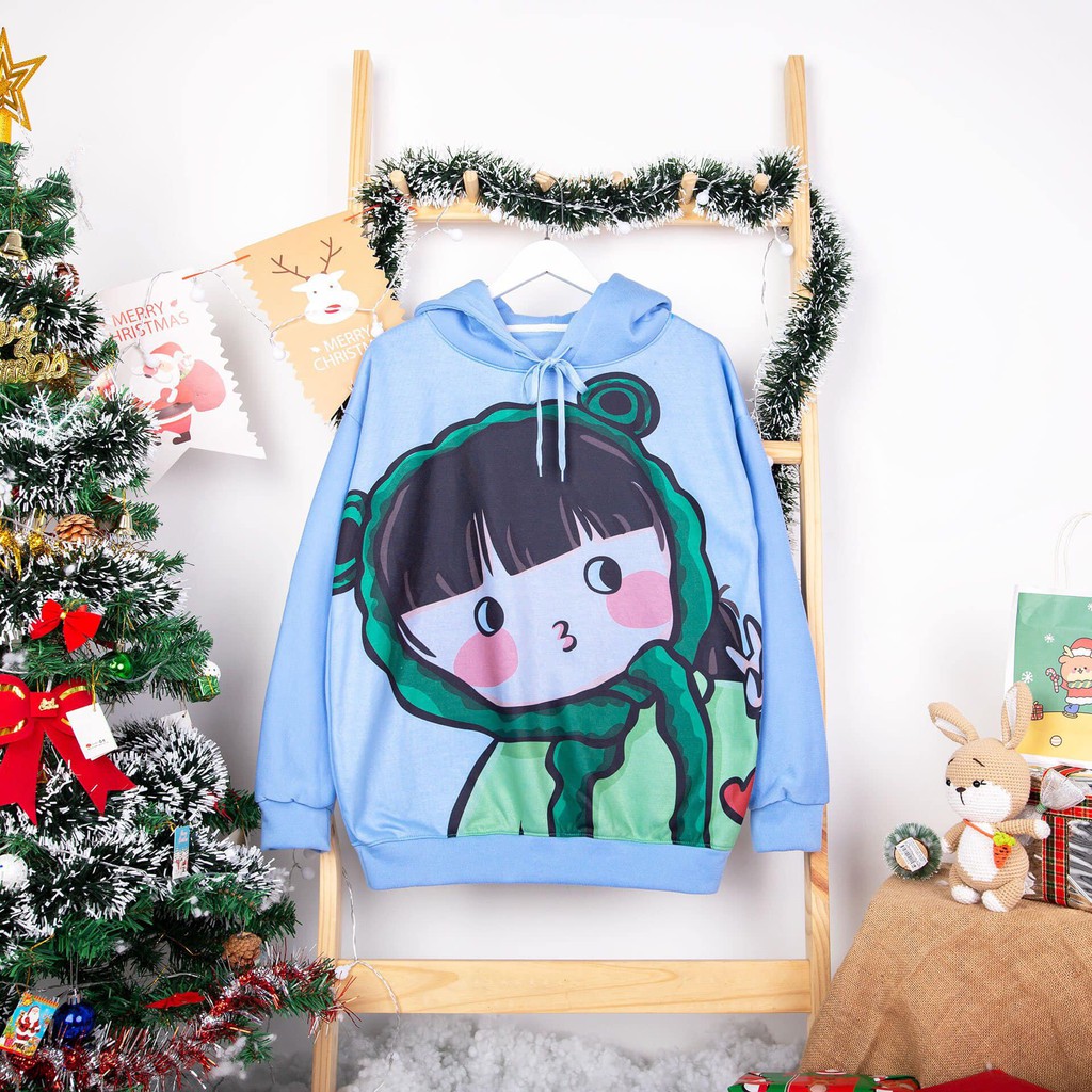 Áo Hoodie ❤️ Áo khoác nỉ Cotton 2 lớp trần bông form Unisex nam nữ - Bé Chibi AK04