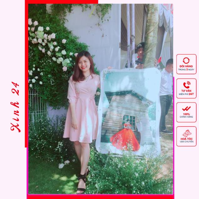 Đầm váy hồng đan dây eo (kèm hình thật) | BigBuy360 - bigbuy360.vn