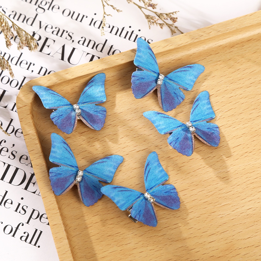 Bộ 5 kẹp tóc hình bướm ba chiều đính đá giả kim cương HAIMEIKANG dành cho bé gái công chúa ngọt ngào