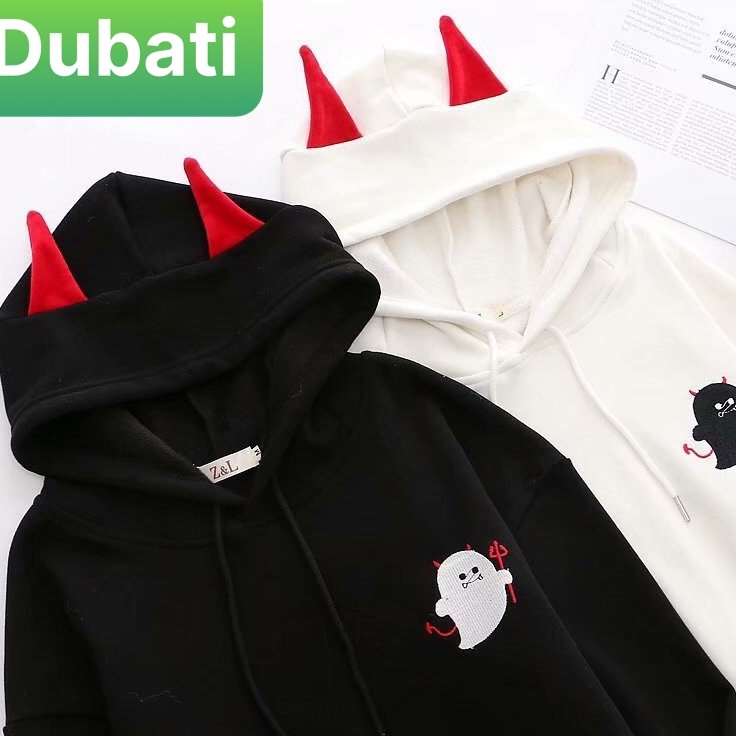 Áo Khoác Hoodie Nỉ Nam Nữ, Áo Hoodie From Rộng In Họa Tiết Ma Cute Đáng Yêu- DUBATI FASHION