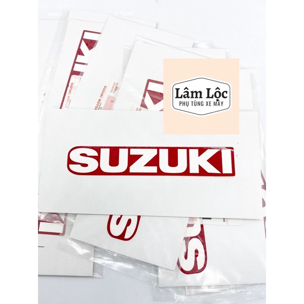 Tem chữ suzuki đỏ chính hãng dán bửng mặt nạ