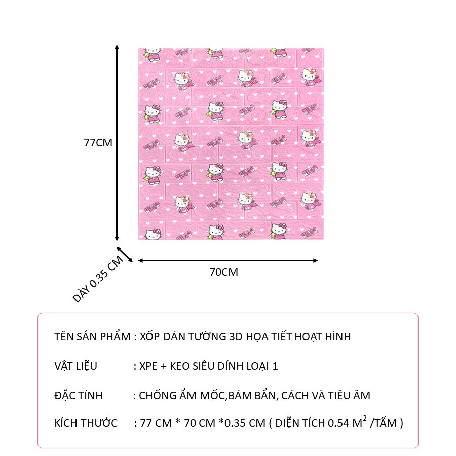 Xốp dán tường 3d trẻ em họa tiết hoạt hình khổ lớn kích thước 70 x 77 cm - LELEGSHOP | BigBuy360 - bigbuy360.vn