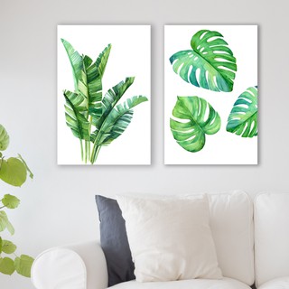 Tranh treo tường Canvas trang trí  Lá Chuối 30x40cm ( có khung viền )