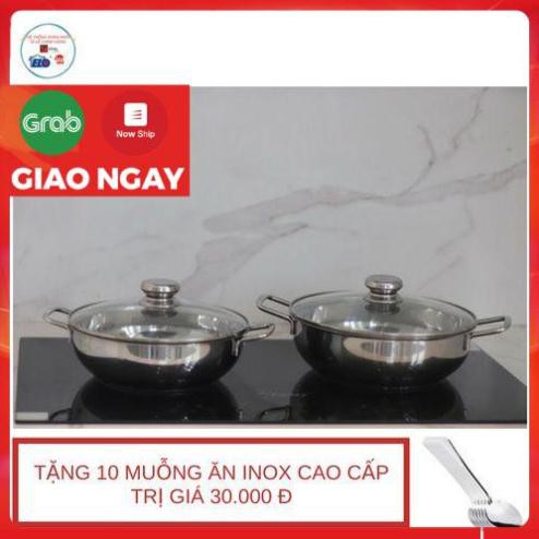 Nồi lẩu um xào 3 đáy inox 430 Fivestar bếp từ nắp kính ( 24 cm / 26 cm / 28 cm )