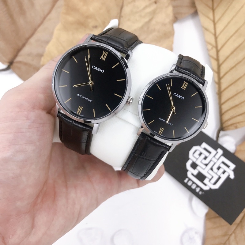 Đồng hồ cặp Casio MTP-VT01L-1B / LTP-VT01L-1B dây da chính hãng