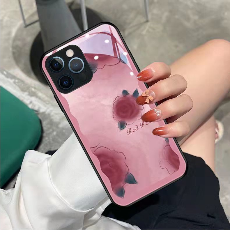 Ốp Điện Thoại Tráng Gương Họa Tiết Hoa Hồng Xinh Xắn Cho iPhone12 / 11 / 7 / xr / 13pro 12pro 6s 13