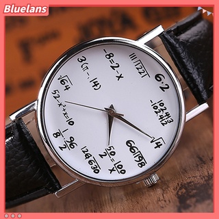 Đồng Hồ Đeo Tay Dây Da Giả Mặt Tròn Họa Tiết Toán Học Độc Đáo Cho Nam / Nữ