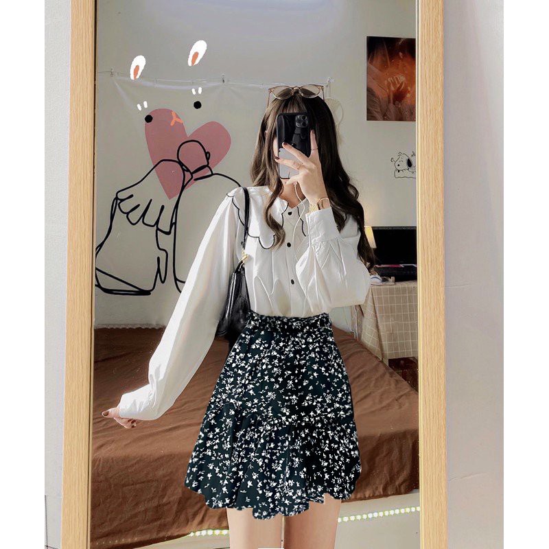 Chân Váy Hoa Nhí Vintage Hai Lớp. Chân Váy Ngắn Phong Cách Hàn Quốc Chất Vải Voan Nhật | BigBuy360 - bigbuy360.vn