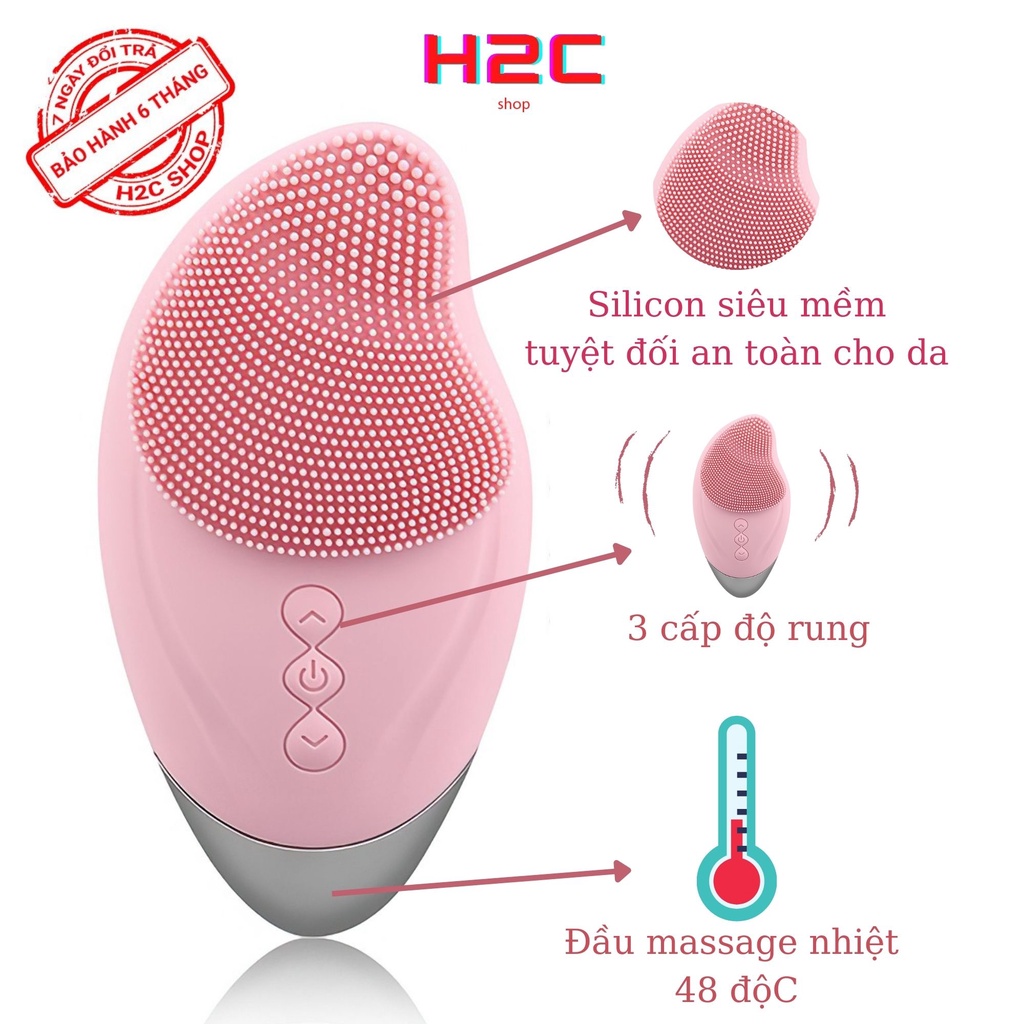 Máy rửa mặt silicon, massage mắt, làm ấm giảm nhăn bọng mắt h2c