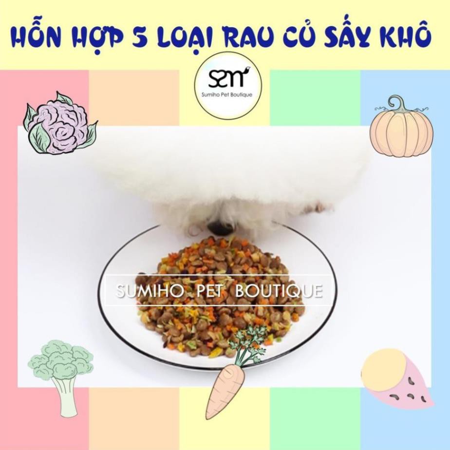 Rau củ sấy khô cho chó mèo Sumiho (Khoai, bắp cải, bí đỏ, cà rốt, bông cải) dùng trộn cơm hoặc hạt