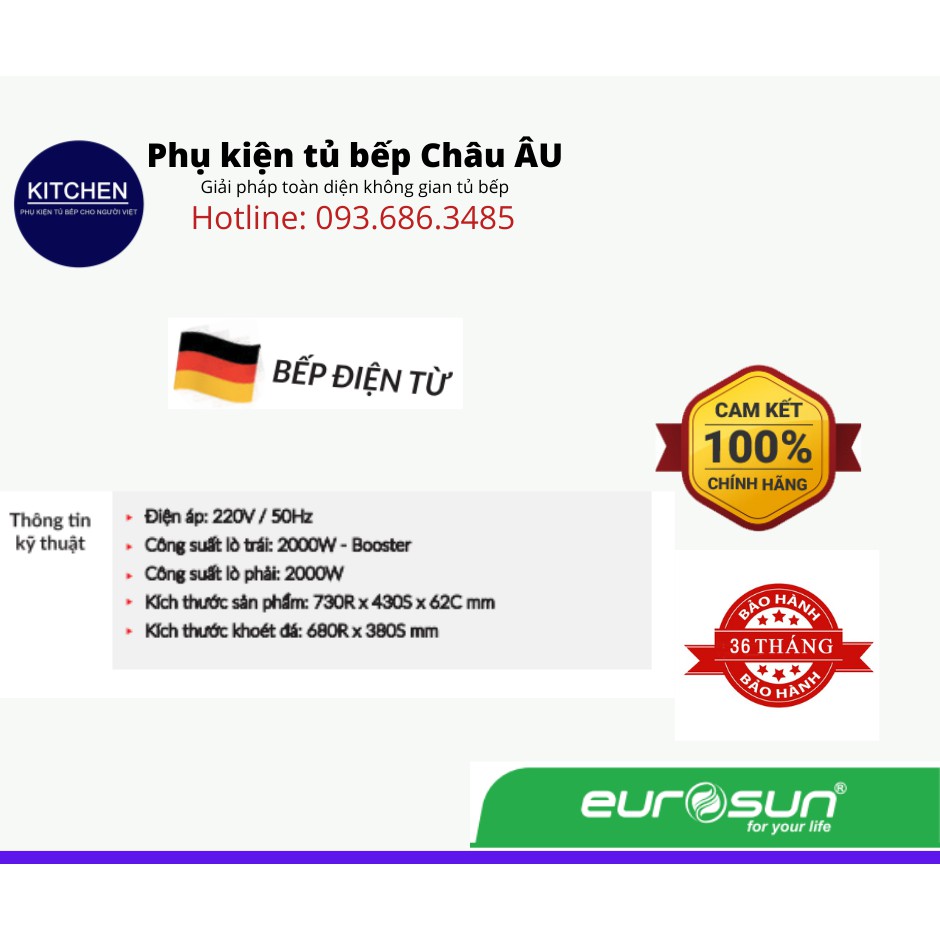 BẾP TỪ 2 VÙNG NẤU EUROSUN EU-T705Plus chính hãng