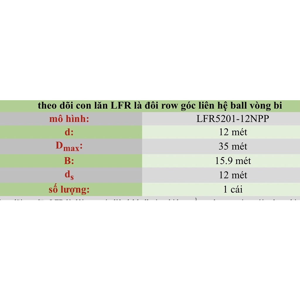 Vòng Bi Rãnh LFR 5201-12-2RS;LFR5201-10; LFR50/8-6; LFR50/8-8; LFR50/5-4; LFR5204-16; LFR5206-20; LFR5206-25; LFR5301-20