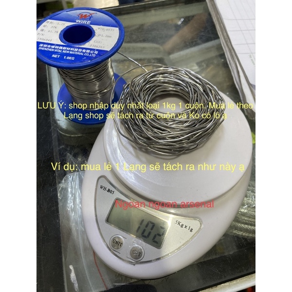 mục 2: thiếc hàn chuẩn cỡ 1.2mm và 1.5mm tách từ cuộn 1 kg