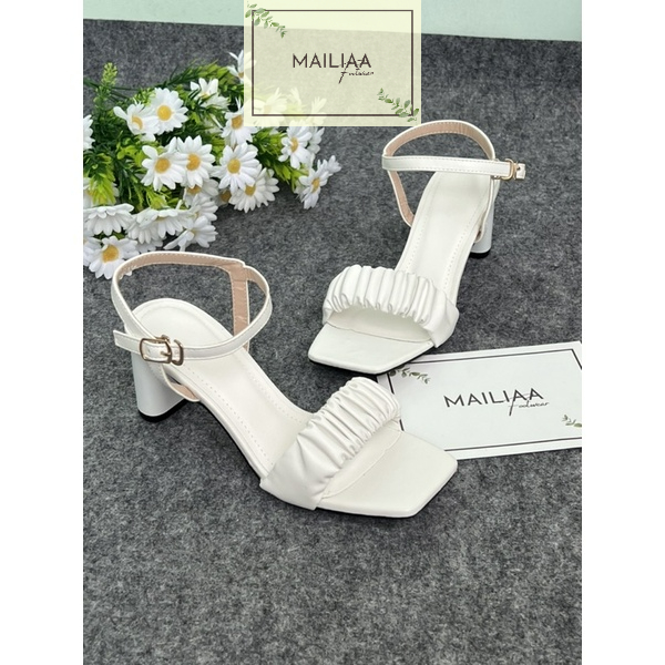 Sandal gót trụ 7 phân MAILIAA quai nhúng siêu mềm