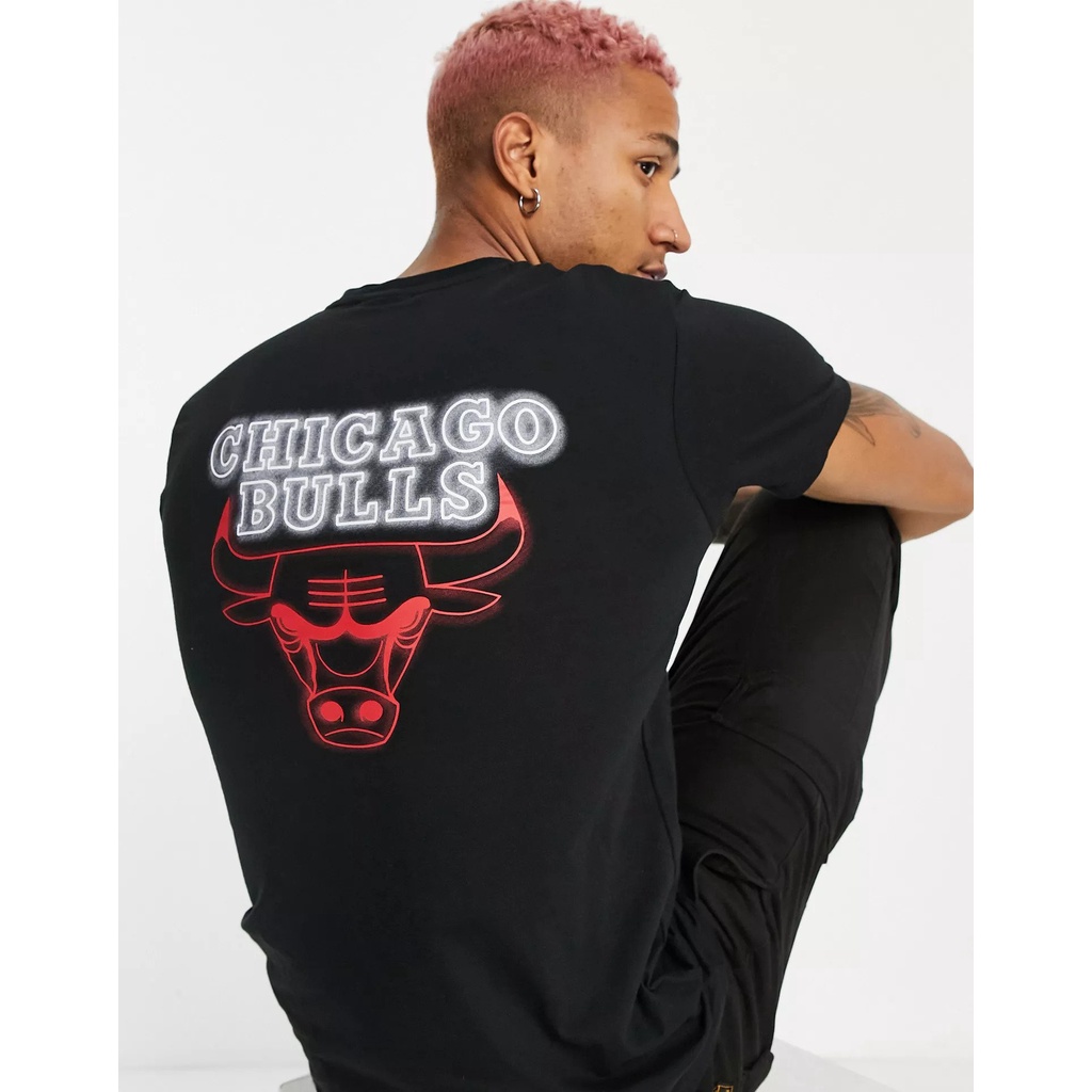 Áo thun New Era NBA Bulls-chính hãng-Đen logo đỏ
