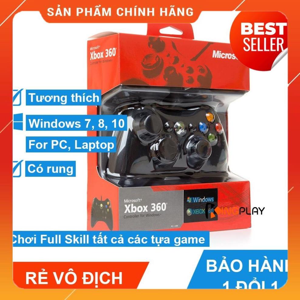 Tay cầm Chơi Game Microsoft Xbox 360 Full box Có Rung, Laptop chơi full skill FO4, FO3
