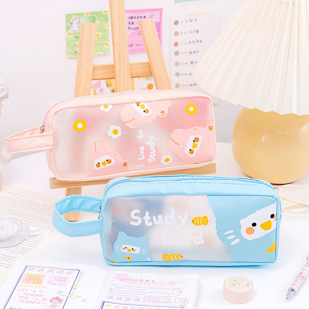 Túi Đựng Bút Trong Suốt Chống Nước Sức Chứa Lớn In Họa Tiết Hoạt Hình Nhiều Màu
