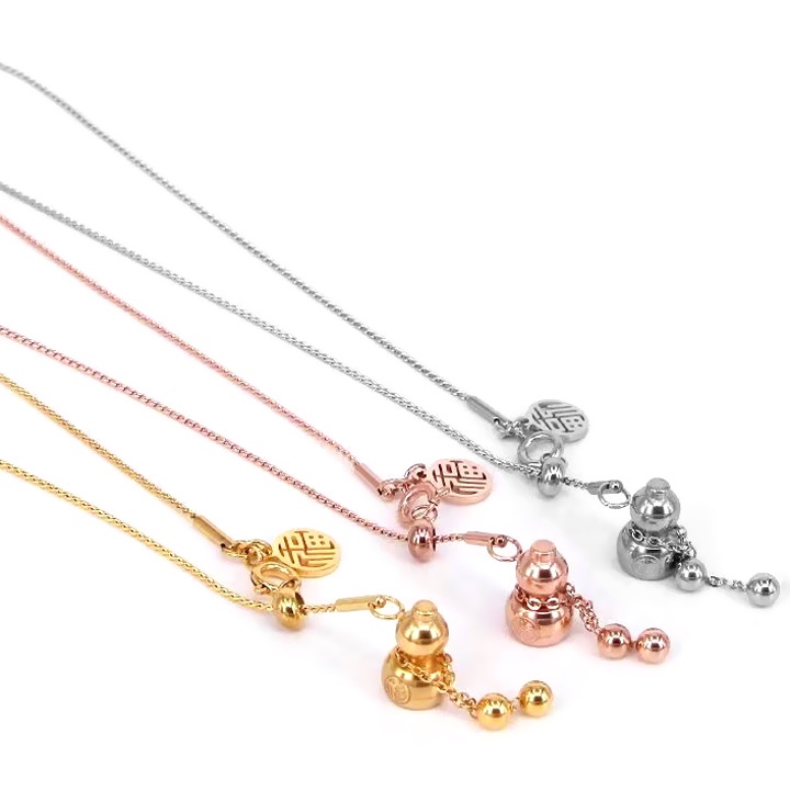 Dây chuyền nữ titan cao cấp rớt hồ lô khóa xịn màu vàng đem lại vẻ đẹp quyến rũ cho quý cô