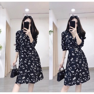 Váy sơ mi họa tiết ngôi sao và nốt nhạc cho người béo mập