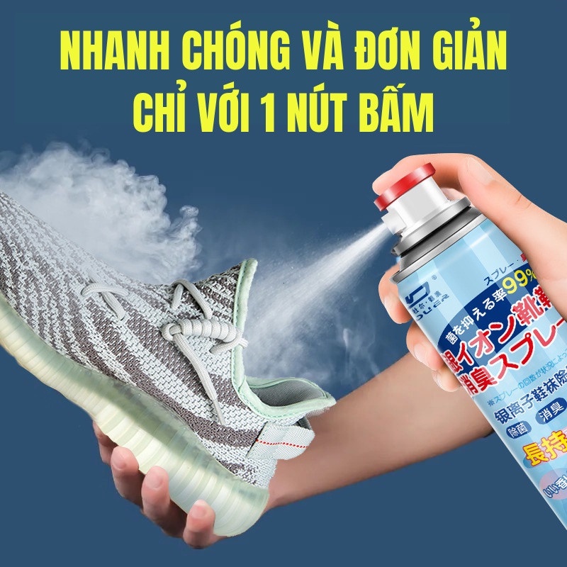 Xịt Khử Mùi Hôi, Khử Khuẩn Giày Dép, Làm Thơm Tủ Giày Công Nghệ Nano Bạc