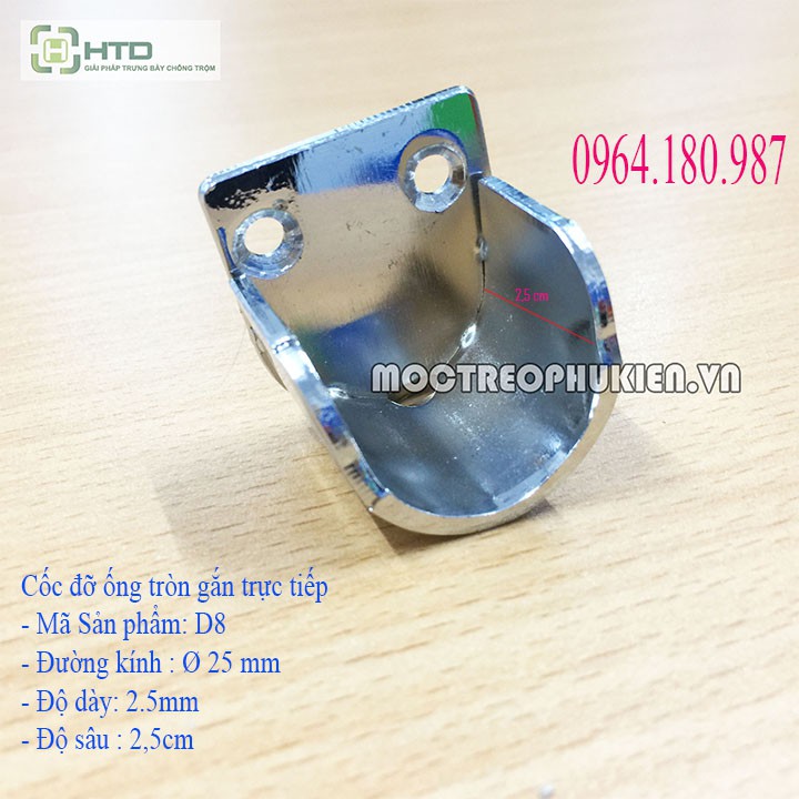 Pát đỡ - cốc đỡ ống tròn gắn trực tiếp vào vách  - D8