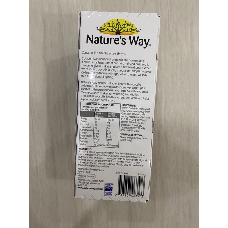 Collagen Dạng Nước  Nature’s Way Beauty Collagen Shot 50ml x 10 chai | Thế Giới Skin Care
