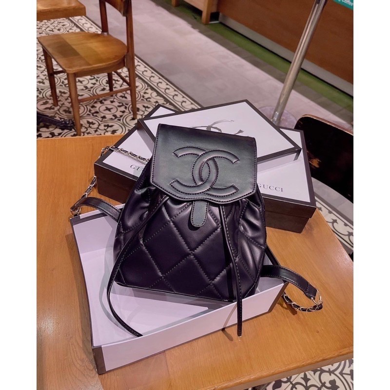 Balo thời trang rút dây màu đen da mềm sịn sò