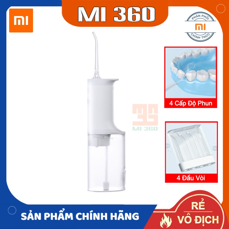 Máy Tăm Nước Xiaomi Mijia Flosser ✅ 4 Đầu Vòi Thay Thế✅ 4 Cấp Độ Phun✅ Hàng Chính Hãng